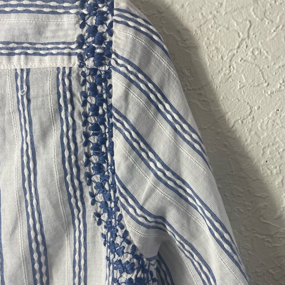 Zara Basic Collection Striped Embroidered Shoulde… - image 4